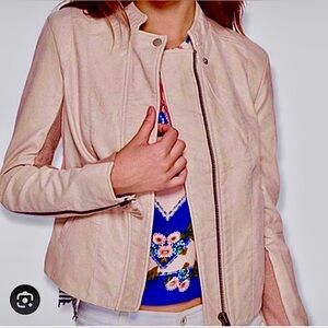Free People Cool & Clean Vegan Leather Moto Jacket in Rose
